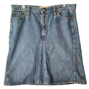 Vintage Gap Blue Denim Mini Skirt Y2K 2003 Paneled A-Line Cotton Size 14
